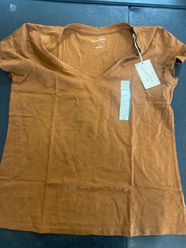 Photo 2 of Women's Fitted V-Neck Short Sleeve T-Shirt - Universal Thread™ Brown L