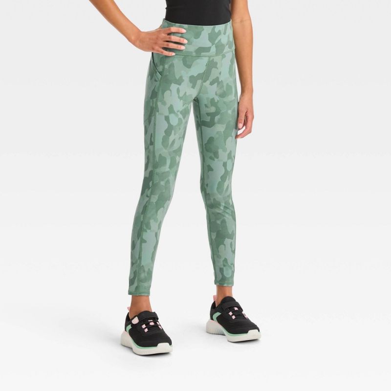 Photo 1 of Girls' Performance Pocket Leggings - All in Motion™ Olive Green XL