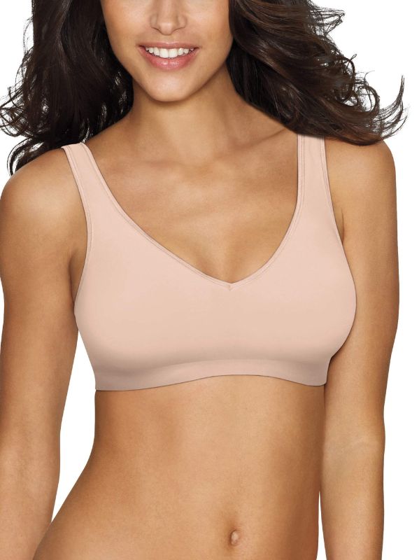 Photo 1 of Hanes Smooth Comfort Women's Wireless T-Shirt Bra with Moisture Wicking Nude 2XL