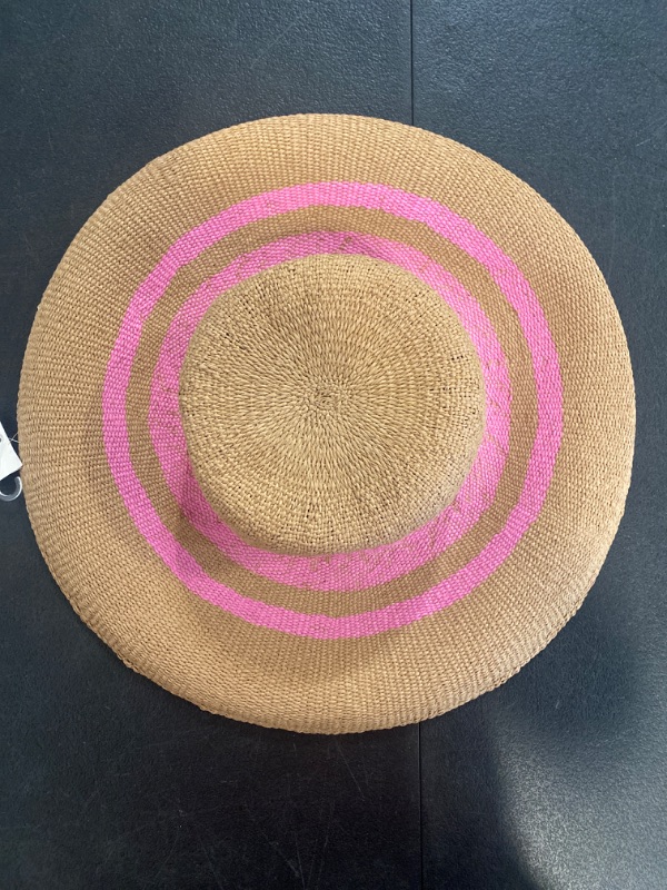 Photo 2 of Striped Floppy Down Brim Floppy Hat - a New Day™ Natural/Pink L/XL
