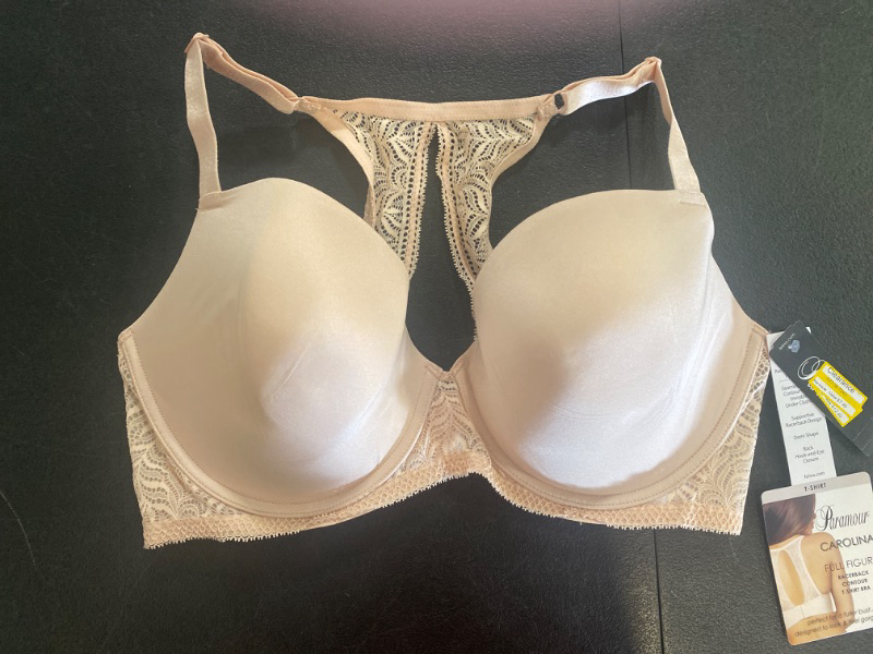 Photo 2 of 42DD Paramour Women's Bras SBY - Sugar Baby Carolina Seamless Lace T-Back Plunge Bra - Plus