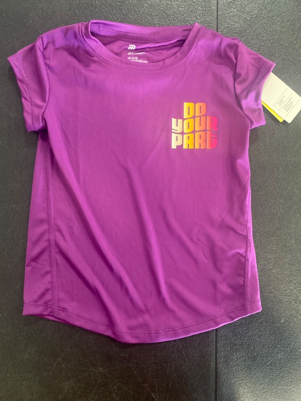 Photo 2 of Girls' Short Sleeve 'Do Your Part' Graphic T-Shirt - All in Motion™ Dark Purple XS