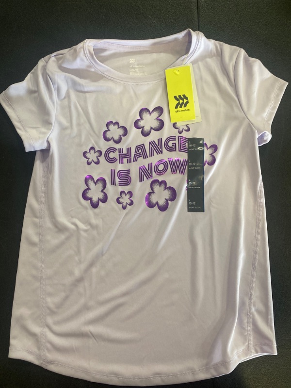 Photo 2 of Girls' Short Sleeve 'Change Is Now' Graphic T-Shirt - All in Motion™ Lilac Purple L