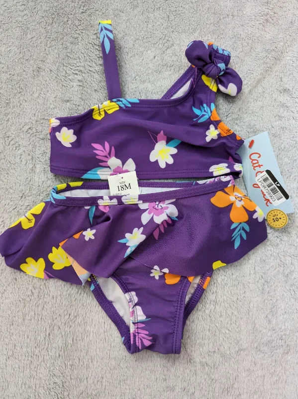 Photo 1 of Cat & Jack Girls 18M purple 2 piece swimsuit