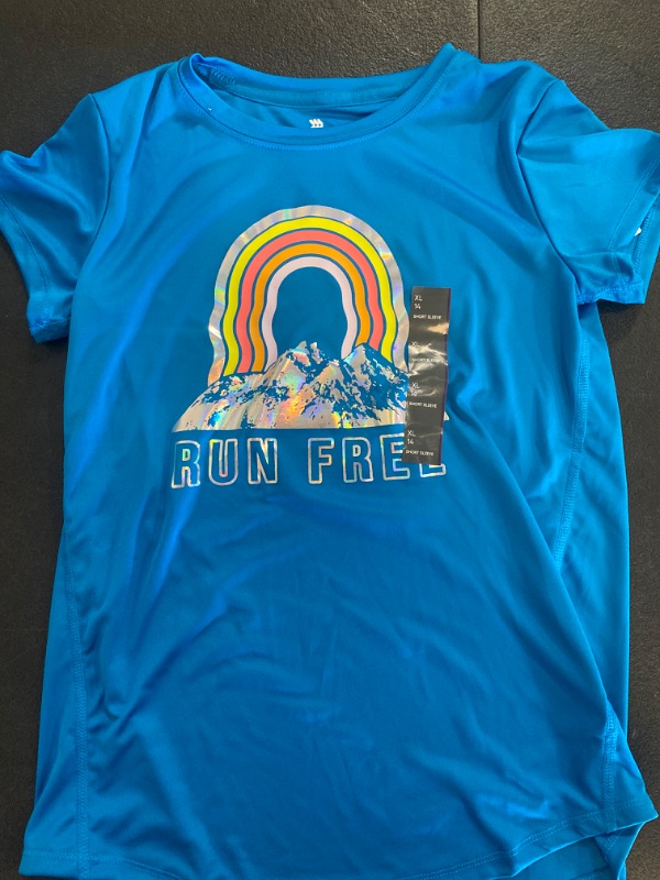 Photo 2 of Girls' Short Sleeve 'Run Free' Graphic T-Shirt - All in Motion™ Blue XL