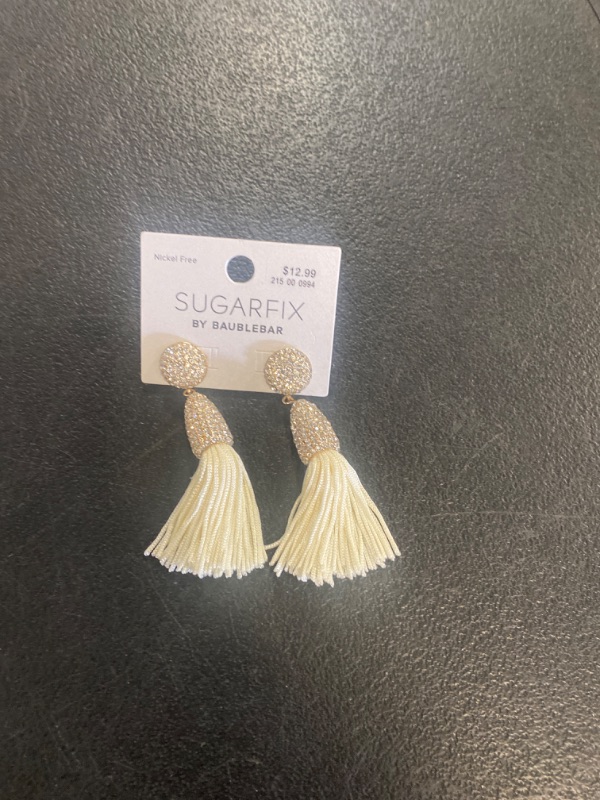 Photo 2 of SUGARFIX by BaubleBar Crystal and Tassel Statement Earrings - Ivory