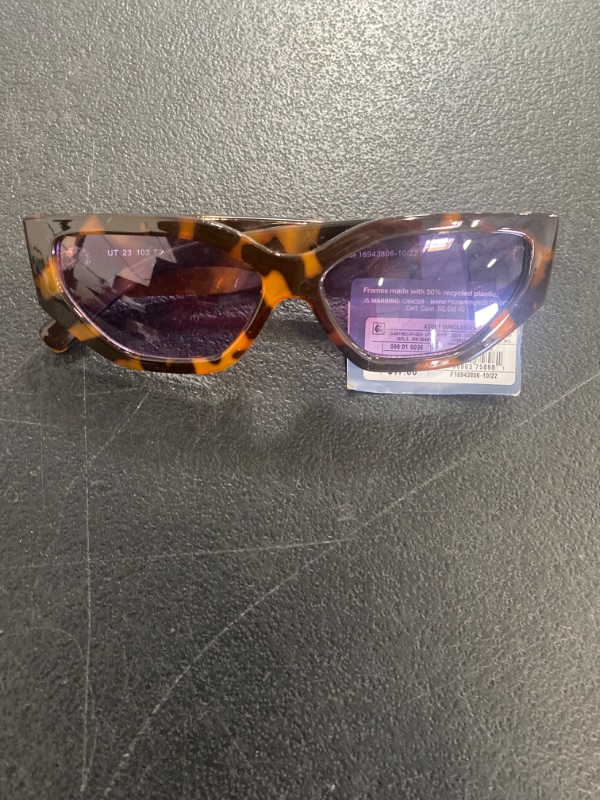 Photo 2 of Women's Tortoise Print Shiny Plastic Rectangle Sunglasses - Universal Thread™ Dark Brown