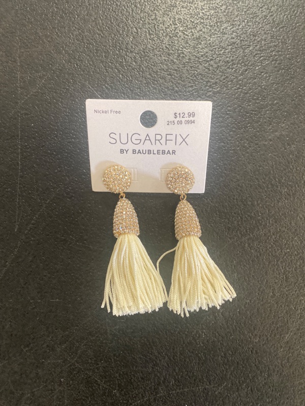 Photo 2 of SUGARFIX by BaubleBar Crystal and Tassel Statement Earrings - Ivory