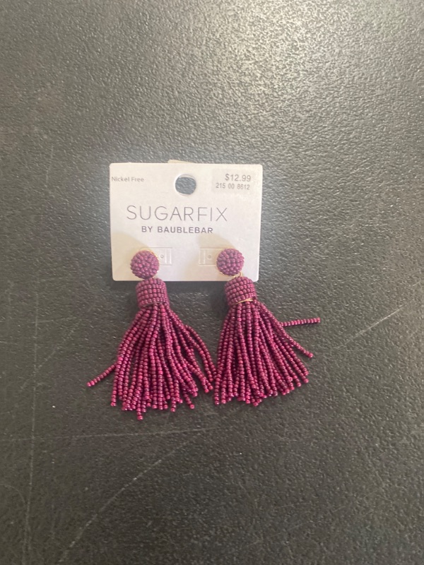 Photo 2 of SUGARFIX by BaubleBar Beaded Tassel Statement Earrings - Magenta