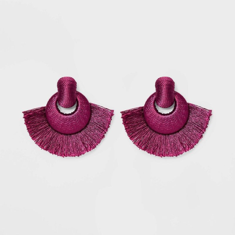 Photo 1 of SUGARFIX by BaubleBar Threaded Statement Earrings - Magenta