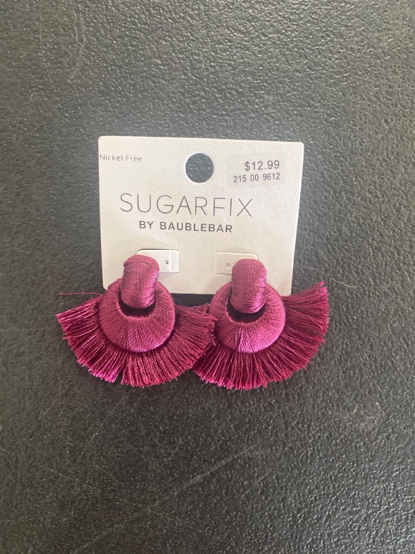 Photo 2 of SUGARFIX by BaubleBar Threaded Statement Earrings - Magenta