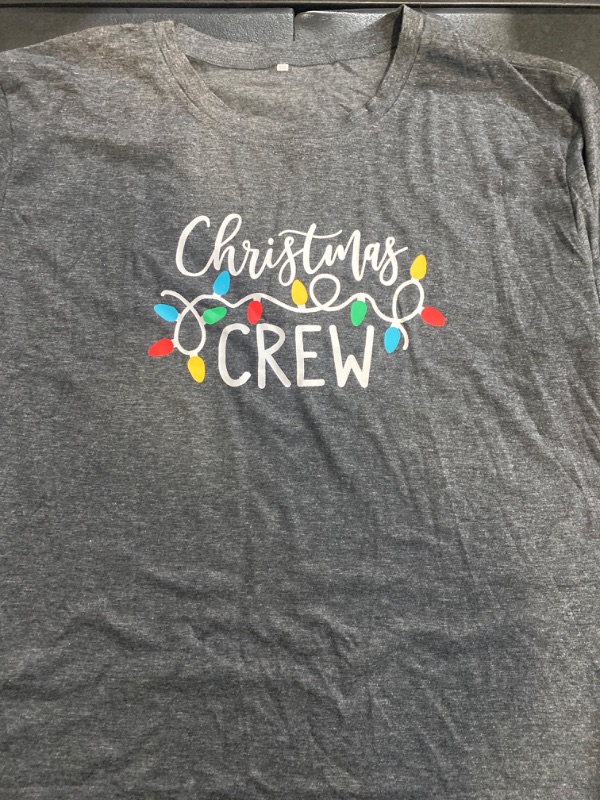 Photo 2 of (L) Christmas Crew Shirt for Women Christmas Lights Graphic Tee Shirt Short Sleeve Xmas Family Holiday Shirt Tops / Size Large