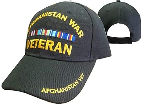 Photo 1 of K's Novelties Afghanistan War Veteran Black Cap Hat Embroidered 3D Ribbon CAP782A Hat