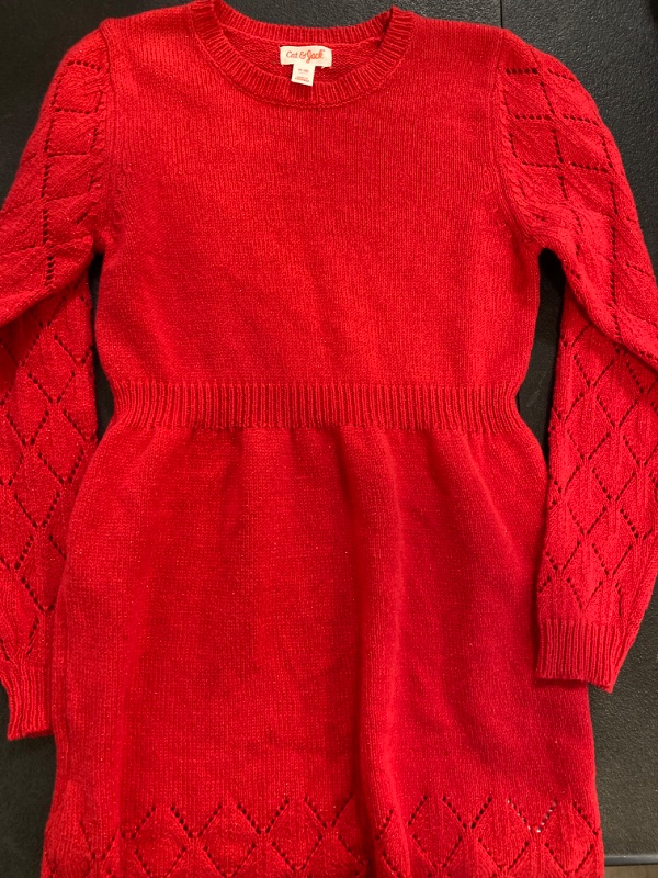 Photo 2 of Size M(8) Cat And Jack Girls Target Red Knit Holiday Christmas Special Sweater Dress 