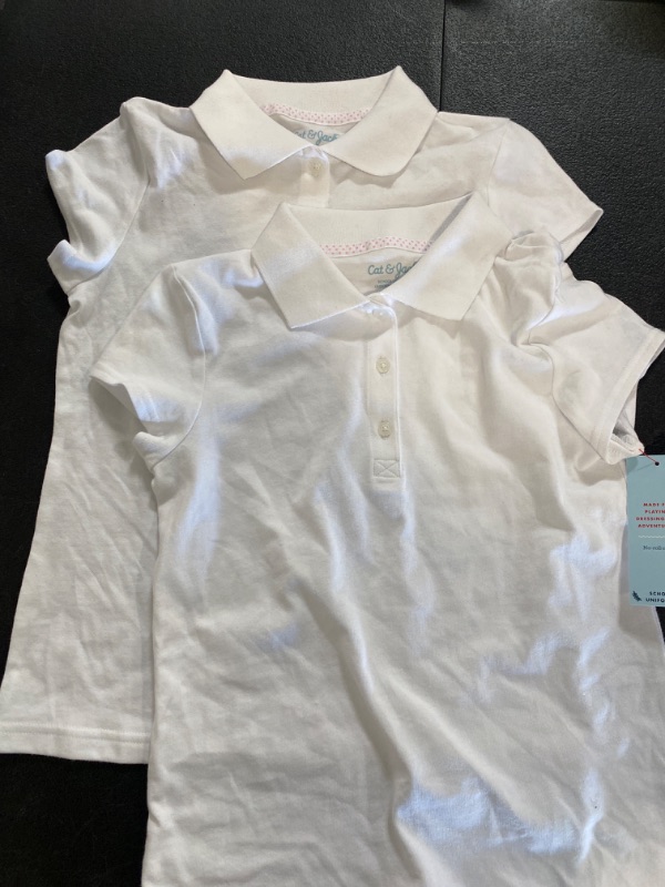 Photo 2 of 2 piece lot - 2X Girls' Jersey Short Sleeve Polo T-Shirt - Cat & Jack™ White M