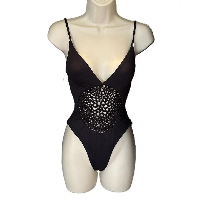 Photo 1 of M Women Flora Cut Out One Piece Black Swimsuit