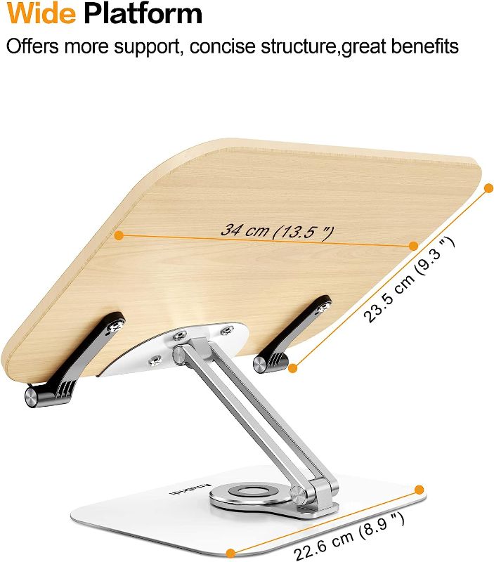 Photo 1 of Amasrich Book Stand for Reading, Adjustable Holder with 360° Rotating Base & Page Clips, Foldable Desktop Ricer for Cookbook, Sheet Music, Laptop, Recipe.