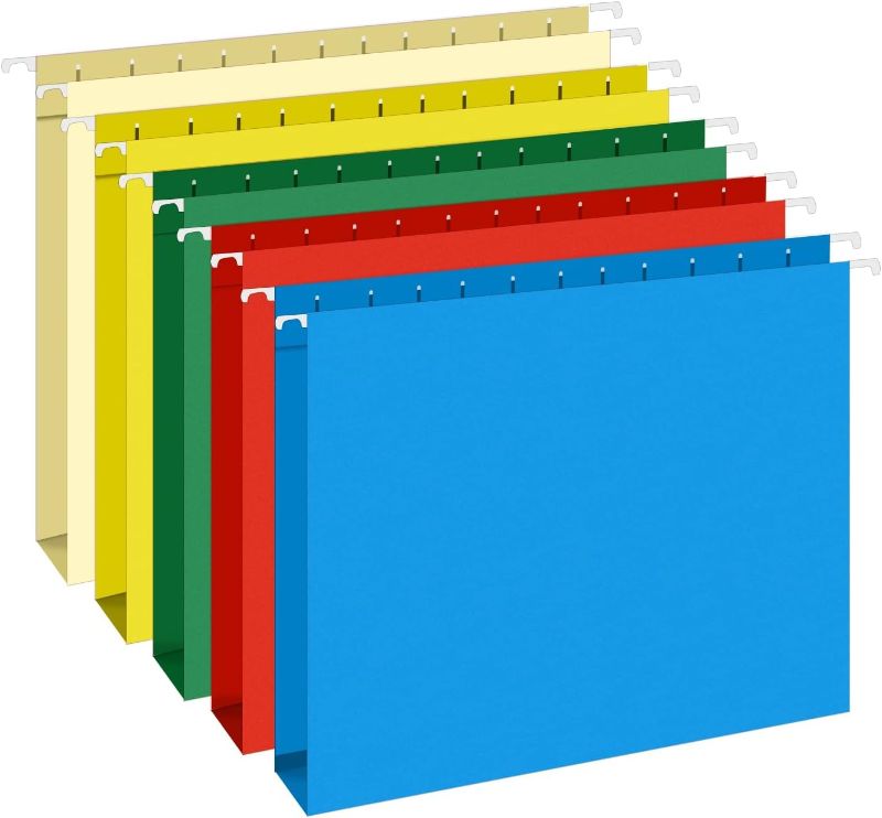 Photo 1 of HERKKA Extra Capacity Hanging File Folders, 30 Pack Reinforced Letter Size Hanging Folders with Heavy Duty 1 Inch Expansion, Designed for Bulky Files, Medical Charts, Assorted Colors