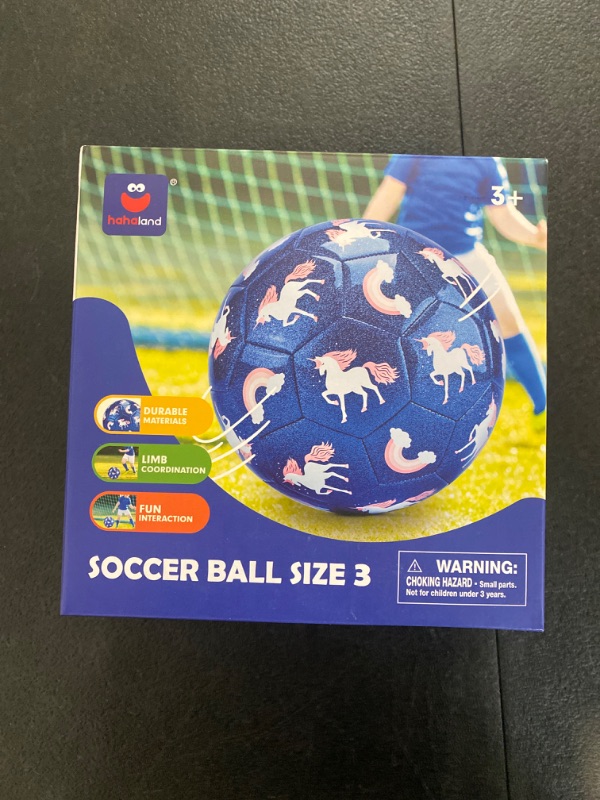 Photo 2 of hahaland Soccer Ball Size 3 with Pump Deflated & Mesh Bag - Soccer Ball for Girls Boys Kids Soccer Balls Outdoor for Ages 4-8 Toddlers Age 3-4 Kids Soccer Ball for 3 4 5 6 7 8-Year-Old Girls