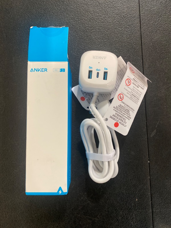 Photo 2 of Anker Power Strip, PowerCube with 3 Outlets & 30W USB C,5ft Extension Cord, Power Delivery High-Speed Charging for iPhone 14/14Pro/13/12, for Dorm/Office, Cruise Travel Essential, TUV Listed