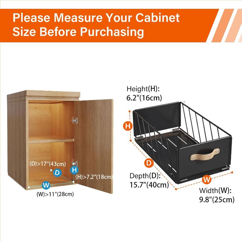 Photo 2 of 1Pack Pull Out Cabinet Organizer, Slide Out Cabinet Drawers Fixed with Adhesive Film, Heavy Duty Sliding Kitchen Organizers and Storage, Sliding Mesh Cabinet Basket for Pantry, Bathroom, Bedroom