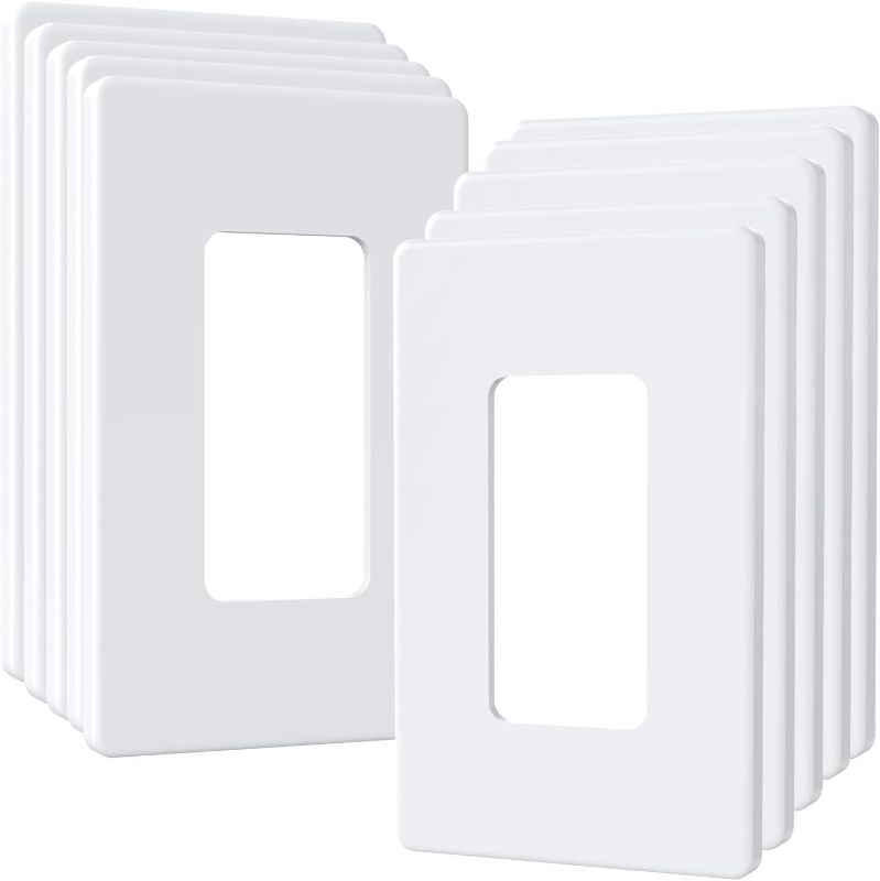 Photo 1 of Amerisense Outlet Cover, Screwless Decorator Wall Plate, Light switch Power Plug Cover, 1-Gang Standard Size, White, 10 Pack, UL listed
