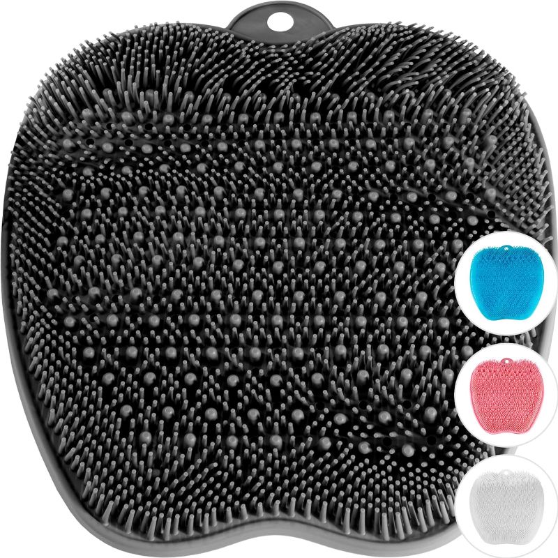 Photo 1 of LOVE, LORI Shower Foot Scrubber Mat & Foot Massager with Non-Slip Suction Cups - Cleans, Smooths, Exfoliates & Messages Your Feet Without Bending -Shower Chair Friendly - Grey
