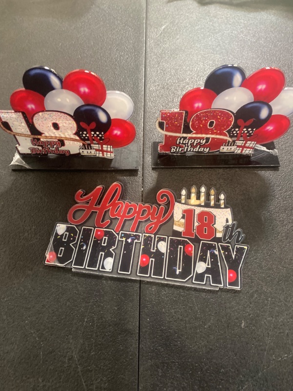 Photo 2 of LINGTEER Happy 18th Birthday Red Acrylic Table Topper Centerpieces Set - Cheers to Eighteen Years Old Birthday 18th Bday Party Gift Decorations.