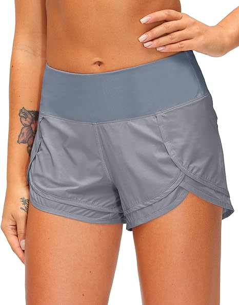 Photo 1 of (L) Women's Running Shorts High Waisted Quick-Dry 3 Inch Gym Workout Athletic Shorts for Women with Zipper Pocket