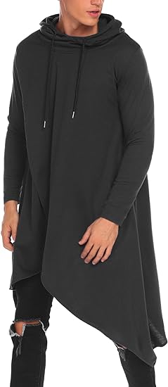 Photo 1 of (3XL) COOFANDY Men's Hooded Poncho Cape Cloak Casual Asymmetric Hem Hoodie Sweatshirts (Size XXXL)