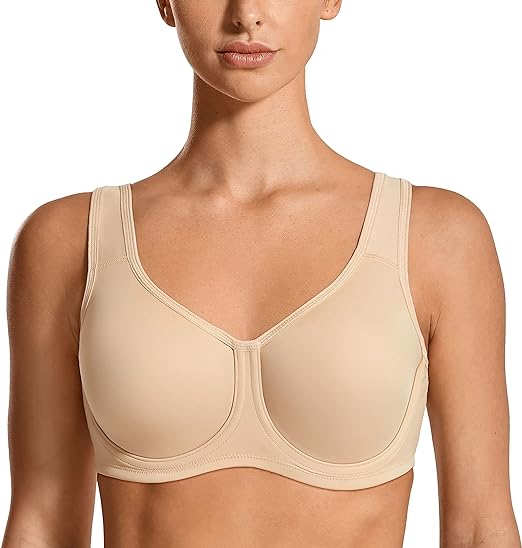 Photo 1 of (42DD) SYROKAN Women's Max Control Underwire Sports Bra High Impact Plus Size with Adjustable Straps (42DD)