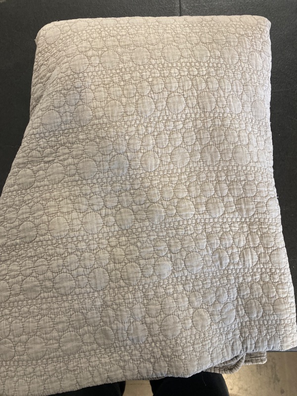 Photo 2 of HORIMOTE HOME Quilt King Size Beige, Classic Geometric Spots Stitched Pattern, Stone-Washed Microfiber Chic Rustic Look, Ultra Soft Lightweight Quilted Bedspread for All Season