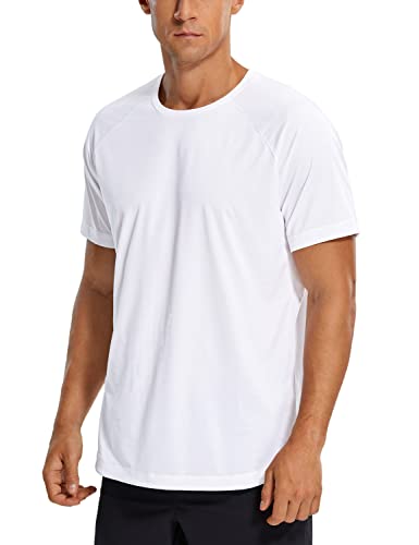 Photo 1 of (XL) CRZ YOGA Men's Lightweight Short Sleeve T-Shirt Quick Dry Workout Running Athletic Tee Shirt Tops White X-Large