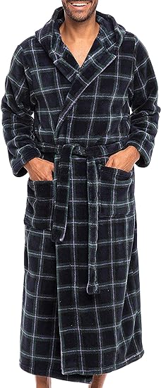 Photo 1 of (2X) Alexander Del Rossa Men's Soft Plush Fleece Hooded Bathrobe, Full Length Long Warm Lounge Robe with Hood 2X