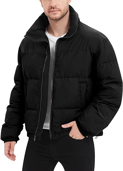 Photo 1 of (S) Flygo Men Puffer Jacket Winter Coats Water Resistant Long Sleeve Zip Up Puffy Quilted Down Jackets