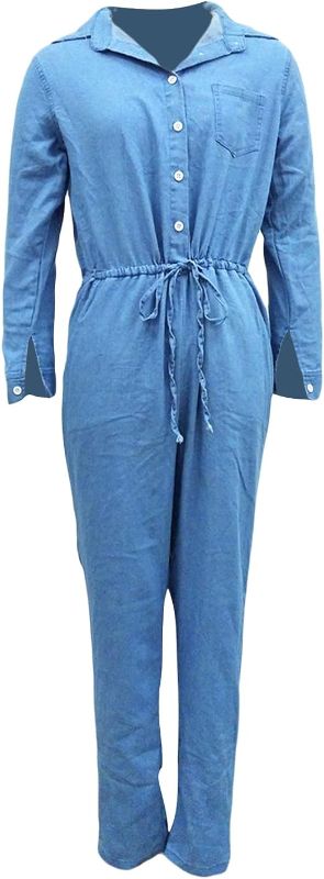 Photo 1 of (L) Women Casual Long Sleeve Denim Jumpsuit Fashion Button Jean Pants Bodycon One Piece Romper Party Playsuit Size L