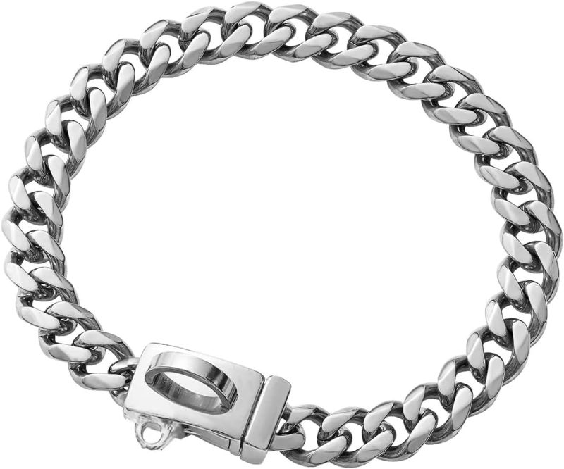 Photo 1 of Strong Stainless Steel Silver Cuban Link Dog Chain Collar, Pet Necklace Walking Collar(Length - 20")