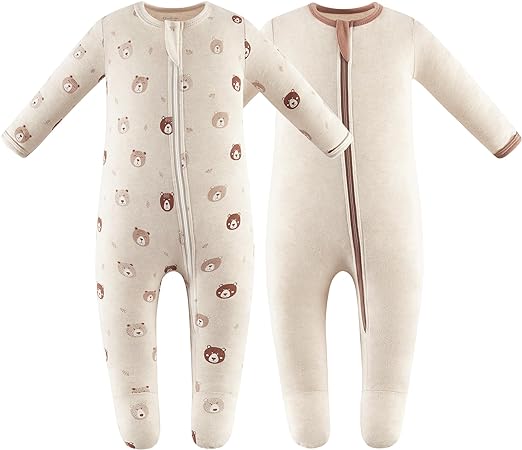 Photo 1 of (6-12 Months) Owlivia Organic Cotton Baby Pajamas, Boys Girls Zip Front Sleep 'N Play, Footed Sleeper, Long Sleeve Size 6-12 Months