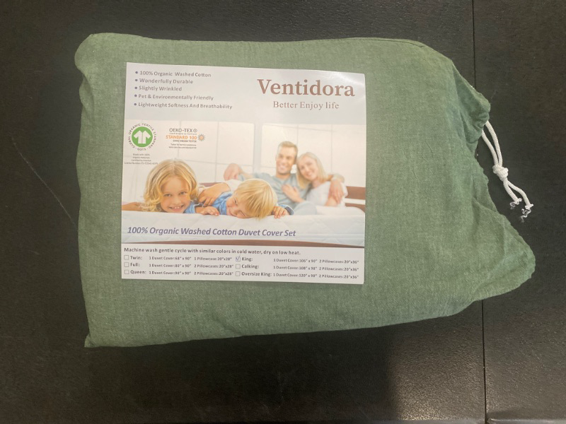 Photo 2 of Ventidora 3 Piece Duvet Cover Set King Size,100% Organic Washed Cotton with Linen Feel Like Textured, Luxury Soft and Breatheable Bedding Set with Zipper Closure(1 Duvet Cover + 2 Pillowcases)