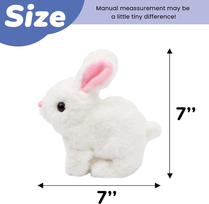 Photo 1 of Hopearl Hopping Rabbit Interactive Electronic Pet Plush Bunny Toy with Sounds and Movements Animated Walking Wiggle Ears Twitch Nose Gift for Toddlers Birthday, White, 7''