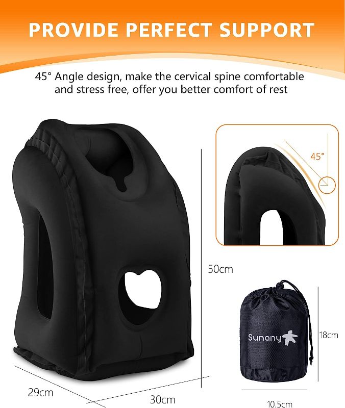 Photo 1 of Sunany Travel Pillow, Inflatable Neck Pillow Used for Airplanes/Cars/Buses/Trains/Office Napping 