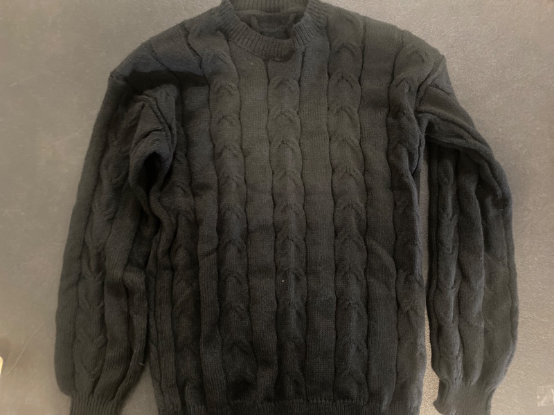 Photo 2 of (XL) Men's Ribbed Sweater Crewneck Long Sleeve Casual Sweaters Male Solid Patterned Knitted Pullover Size XL