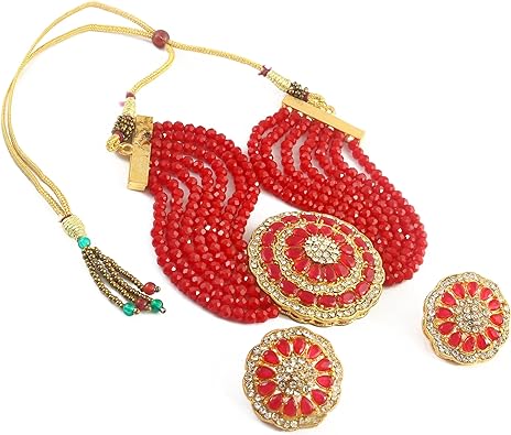 Photo 1 of Andywars Fashion Kundan Necklace Set with Earrings for Women/Girls, Bridal Jewelry Set, Indian Traditional Necklace and Earrings Set