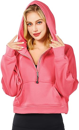 Photo 1 of (L) Spring Outfits for Women 2024 Womens Hoodies Sweatshirt Half Zip Fleece Sweatshirts Workout Tops Thumb Hole Size Large