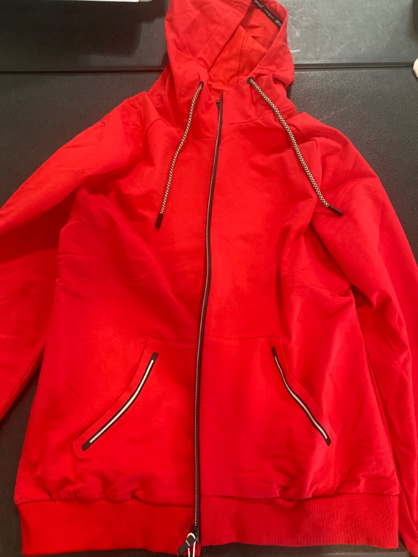 Photo 1 of (S)  Men Hoodies Zipper Up Casual Hip Hop Streetwear Pullover Hooded Sweatshirts Hoodie Oversize Jacket Coats Size Small