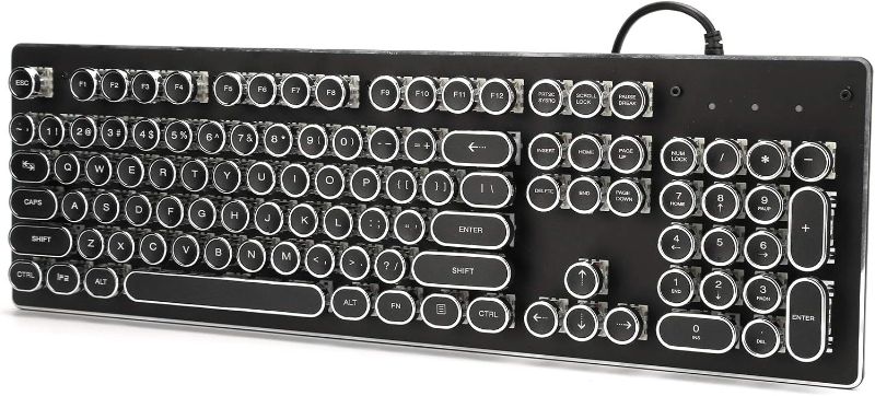 Photo 1 of Computer Gaming Keyboard Retro Wired Gaming Mechanical Keyboard Key Portable Keyboard Click with 104 Keys Mixed Light Ergonomic Design Gaming Keyboard(Black)