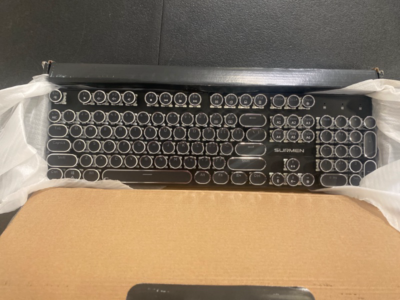Photo 2 of Computer Gaming Keyboard Retro Wired Gaming Mechanical Keyboard Key Portable Keyboard Click with 104 Keys Mixed Light Ergonomic Design Gaming Keyboard(Black)