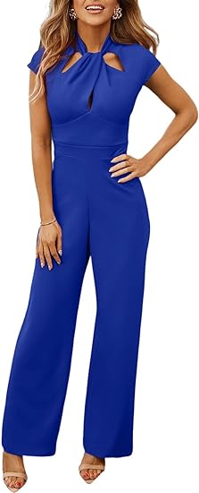 Photo 1 of (M) Happy Sailed Jumpsuits for Women Hollow Out High Waist Wide Leg One Piece Romper Long Pants Summer Outfits Size Medium