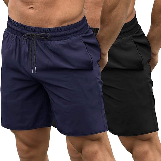 Photo 1 of (L) COOFANDY Men's 2 Pack Gym Workout Shorts Quick Dry Bodybuilding Weightlifting Pants Training Running Jogger with Pockets Size Large