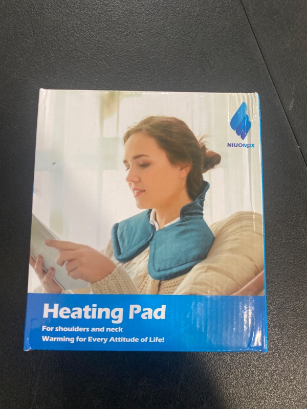 Photo 2 of Heating Pad for Neck and Shoulders, NIUONSIX Mothers Day Gifts, 2lb Weighted Neck Heating Pad for Pain Relief 6 Heat Settings 4 Timers Auto Off, Gifts for Women Mom Men Dad Birthday Anniversary, Blue